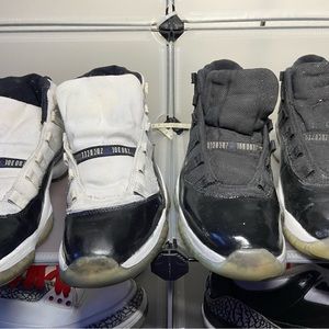 2 pair of jordan 11’s one concord and one space jam. Both pair are size 10.5